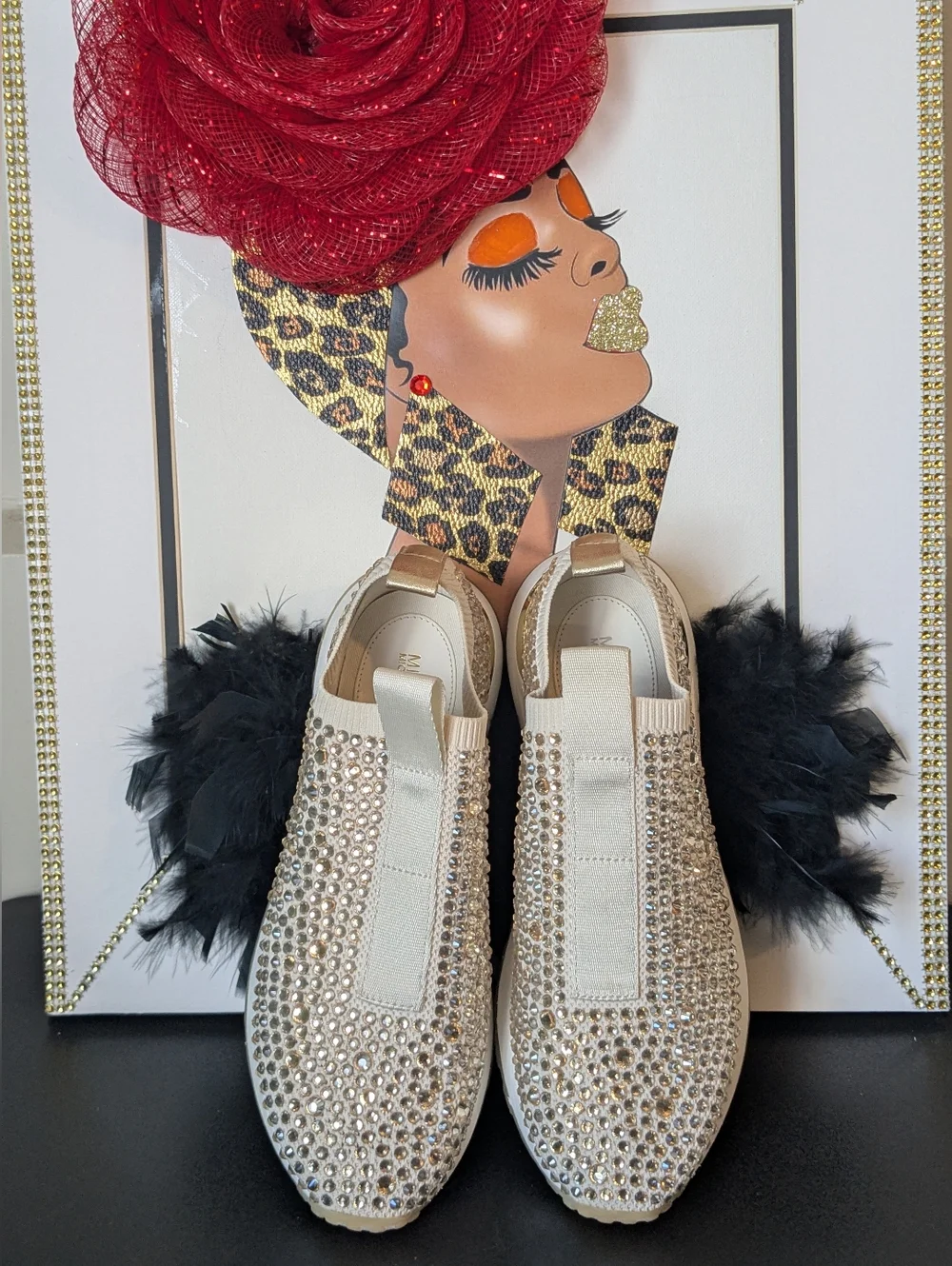 Michael Kors Gold Cream Blingy Rhinestone Sneakers